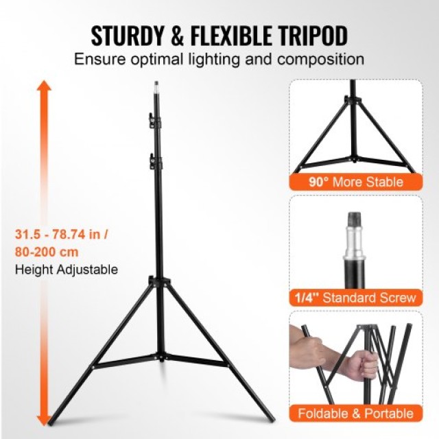 VEVOR  Σετ Φωτισμού Softbox 20x28 30W 5500K LED Ρυθμιζόμενη Βάση  SYRGZMTZ2028OMN8TV2