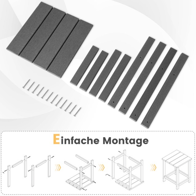 Costway Γκρι Ανθεκτικό Τραπέζι HDPE Adirondack 36x36x47 εκ. NP10939GR