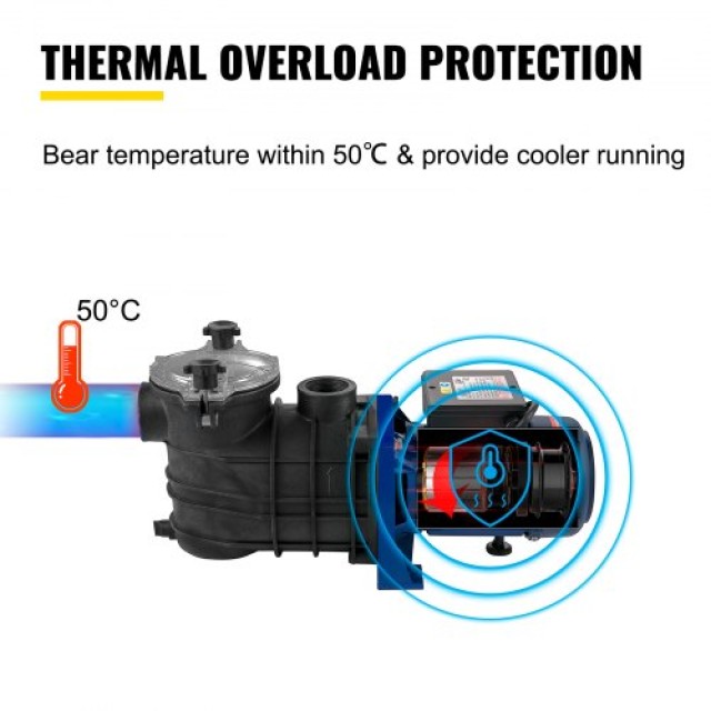 VEVOR Αντλία Πισίνας 1 HP, 15000 L/h 750W με Καλάθι Φίλτρου για Καθ...