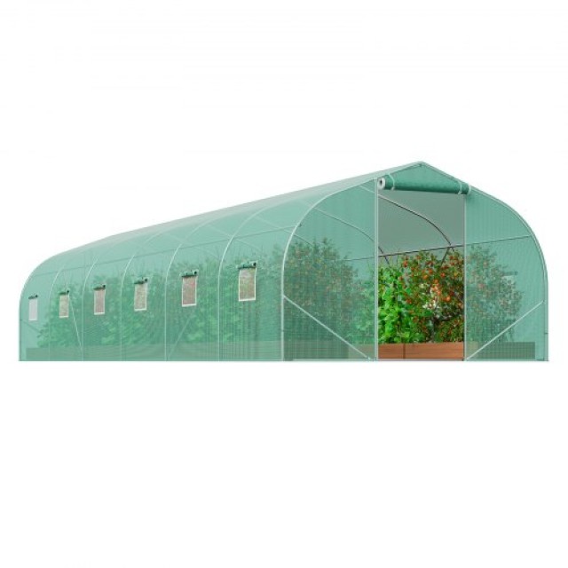VEVOR  Θερμοκήπιο Σήραγγας 29.53x9.84x6.6ft Γαλβανισμένο Πλαίσιο PE Κάλυμμα Πράσινο SDXWS30X10X7FTY13V0