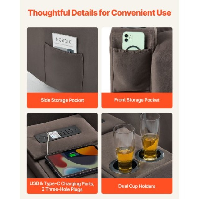 VEVOR Ηλεκτρικός Διθέσιος Καναπές-Ξαπλώστρα με Θέρμανση & Μασάζ, US...