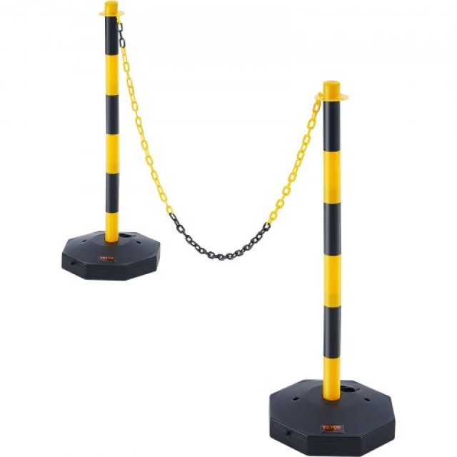 VEVOR verstellbare Leitkegel, 2er-Set, mit Sockel und 8-Fuß-Kette, Gelb und Schwarz HHTCJTJSZ34YNX43RV0