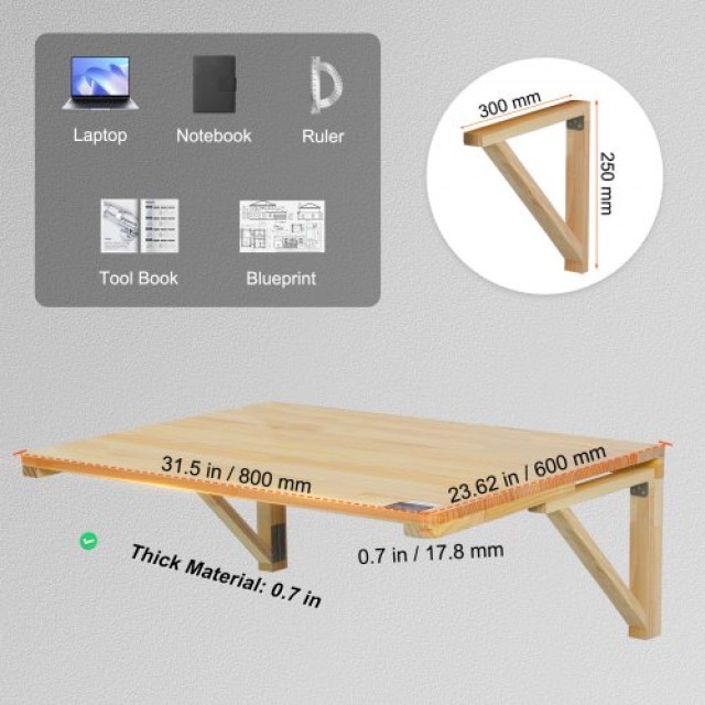 Πτυσσόμενο Επιτοίχιο Γραφείο VEVOR 31.5x23.62 in  BGSGZZPMSM2938EPXV0