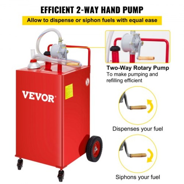Δοχείο Καυσίμου VEVOR 113L με Αντλία Χειρός & Ρόδες, Κόκκινο  SYJYC...