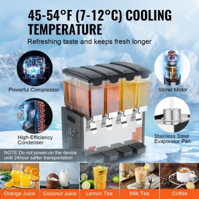 VEVOR  Εμπορικός Διανομέας Ποτών 10L x 4 Δεξαμενές Κρύου Χυμού SYYLJJBSJXS1VGEIJV2