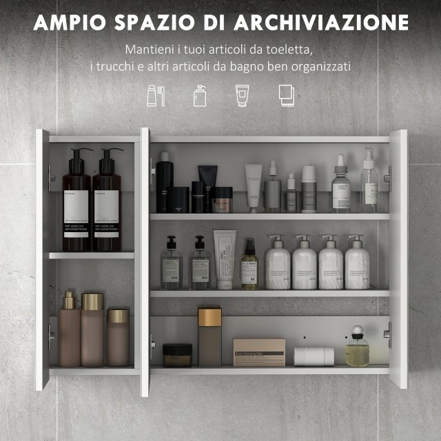 Kleankin Κρεμαστό Ντουλάπι Μπάνιου kleankin με 3 Πόρτες Καθρέφτη κα... Kleankin Κρεμαστό Ντουλάπι Μπάνιου kleankin με 3 Πόρτες Καθρέφτη κα...