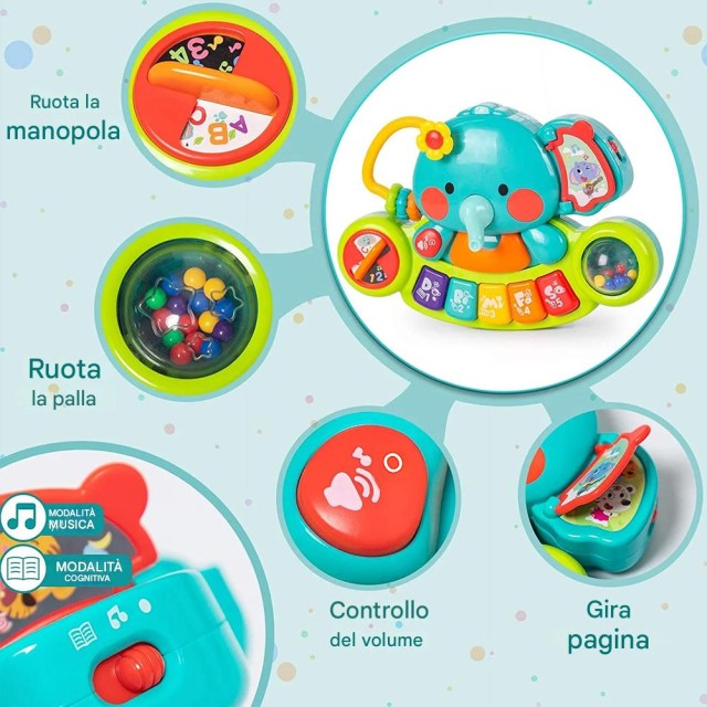 BAKAJI Μουσικό Ελεφαντάκι για Μωρά 6 Μηνών - Παιδικό Παιχνίδι Πλήκτ... BAKAJI Μουσικό Ελεφαντάκι για Μωρά 6 Μηνών - Παιδικό Παιχνίδι Πλήκτ...