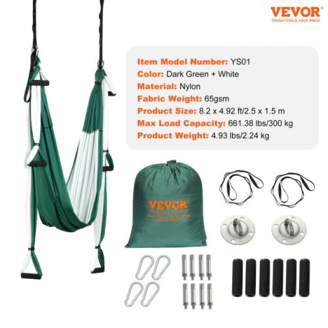 Σετ Αιωρούμενης Γιόγκα VEVOR, Πράσινο/Λευκό  QQK25X15MLB0Q5EW9V0