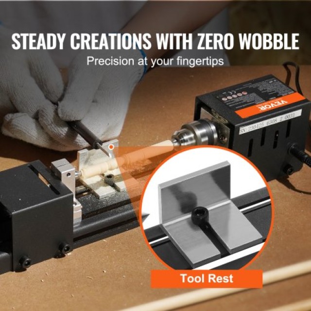 Μίνι Τόρνος VEVOR 2.76x6.3, 24VDC 96W, 7 Ταχύτητες, για Ξυλουργική DIY  MNMGCCMNY796W1WHYV2