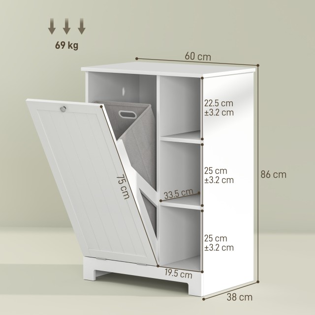 HOMCOM Φορητό Μπάνιο με Αφαιρούμενο Καλάθι και Ρυθμιζόμενα Ράφια, 6...