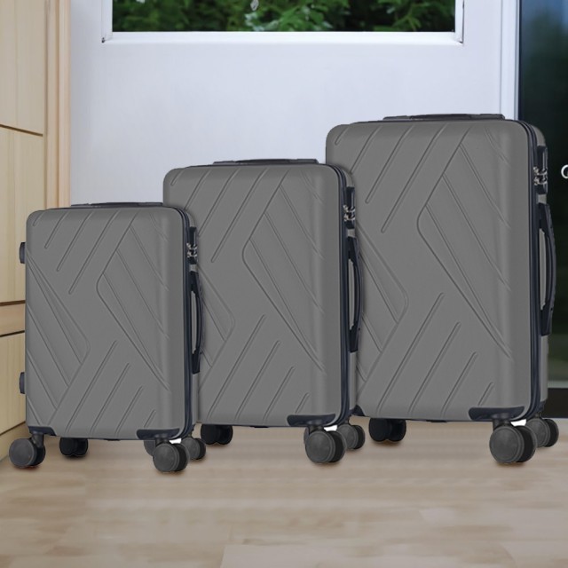 PROVITERA  Σετ 3 Σκληρές Βαλίτσες Βασιλεία με Ρόδες Easy Roll Τρόλεϊ Αποσκευές Ταξιδιού Γκρι 02841840