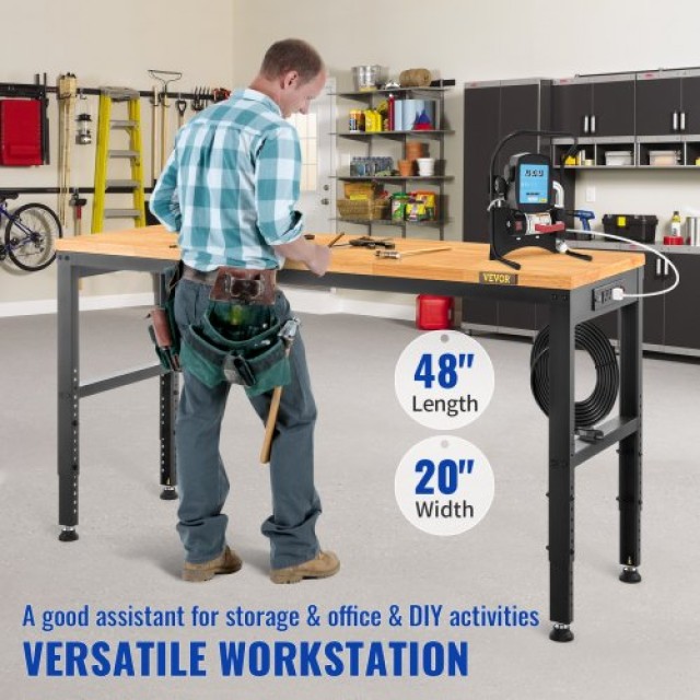 VEVOR  Ρυθμιζόμενος Πάγκος Εργασίας 48x20 με Πρίζα LDSGZTSM4820V400PV2