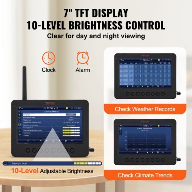 VEVOR 7-σε-1 Wi-Fi Μετεωρολογικός Σταθμός με Ασύρματο Αισθητήρα Εξω...