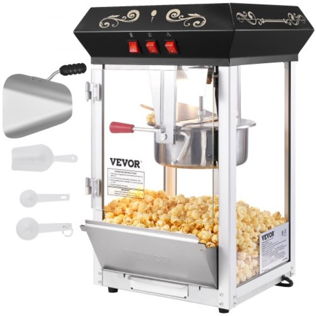VEVOR  Μηχανή Ποπκόρν Πάγκου 850W 8 Oz 48 Κούπες Μαύρη TSBMHJ8OZ850M1C6BV2