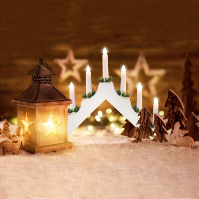 BAKAJI  Ηλεκτρικό Χριστουγεννιάτικο Κηροπήγιο Advent Led 7 Κεριά Χριστουγέννων Χρώμα Λευκό  02814732