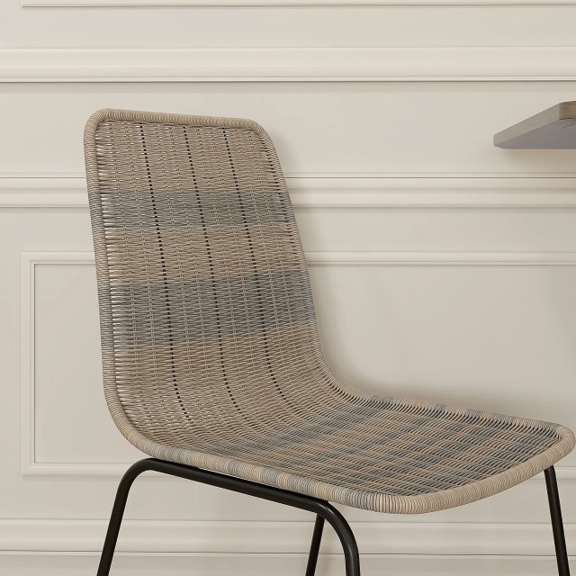 HOMCOM Σετ 2 καρέκλες τραπεζαρίας Boho Chic Style με Χαμηλή Πλάτη και κάλυμμα PE Rattan, κίτρινο 83A-134V00YL