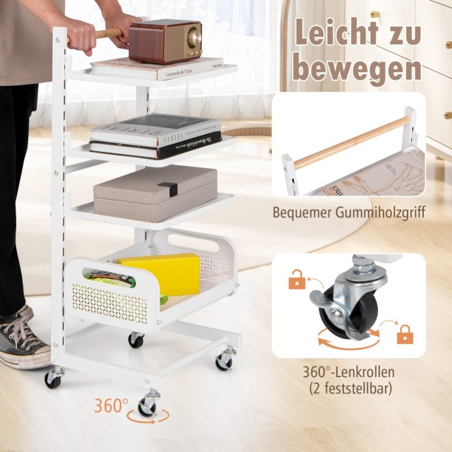 Costway Ρυθμιζόμενο Λευκό Τρόλεϊ 4 Επιπέδων με Ράφια & Λαβή για Κου... Costway Ρυθμιζόμενο Λευκό Τρόλεϊ 4 Επιπέδων με Ράφια & Λαβή για Κου...