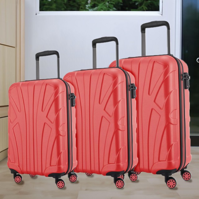 PROVITERA  Σετ 3 Σκληρές Βαλίτσες Λουγκάνο με Ρόδες Easy Roll Τρόλεϊ Ταξιδιού Κόκκινο 02841838