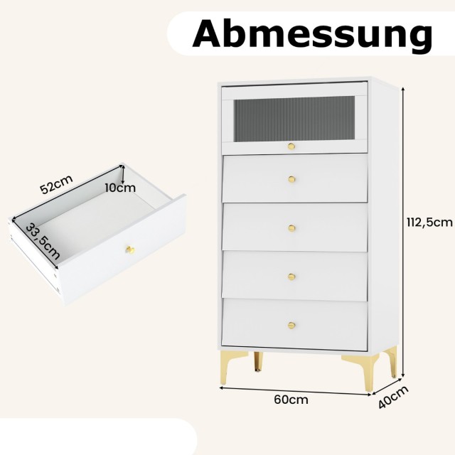 Έπιπλο Αποθήκευσης με 4 Συρτάρια και Ντουλάπι, Μεταλλικά Πόδια και ...