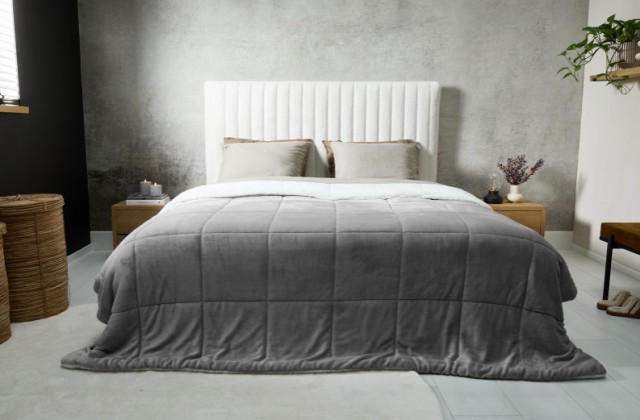 Πολυτελής Κουβέρτα Διπλής Όψης Sherpa 140 x 200 cm Ανοιχτό Γκρι 8720604888263 SleepMed