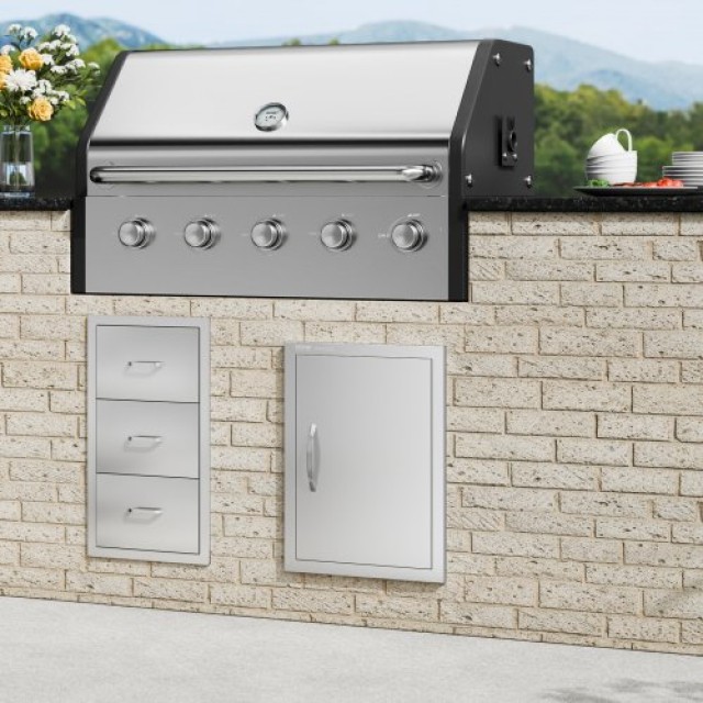 Πόρτα BBQ VEVOR 407x559 mm Ανοξείδωτη για Εξωτερική Κουζίνα  DMMBSCJM16X2GR6D9V0