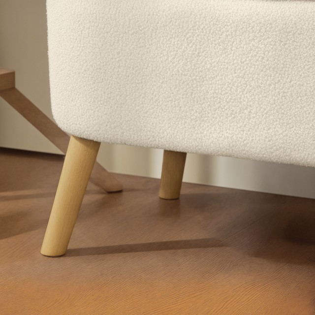 HOMCOM Πάγκος Αποθήκευσης 65L από Ύφασμα τύπου Teddy και Ξύλινα Πόδ...