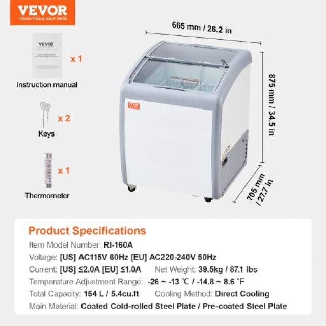 Επαγγελματική Βιτρίνα Παγωτού VEVOR 154 L  LDSBQLZSJ54C77JUQV2