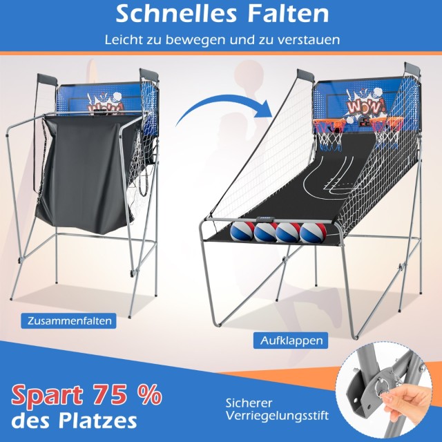 Costway  8 σε 1 Πτυσσόμενο Ηλεκτρικό Μπλε Μηχάνημα Καλαθοσφαίρισης ...