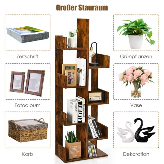 Costway Βιβλιοθήκη σε σχήμα δέντρου με 8 ράφια 50 x 25 x 145 cm CB10235CF