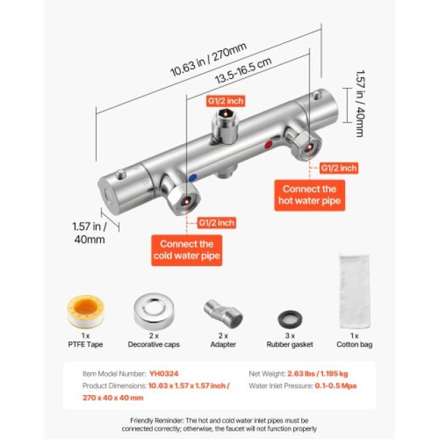 VEVOR Θερμοστατικός Μίκτης Ντους 38℃ YXFSKDSHWWKFZJJ4D001V0