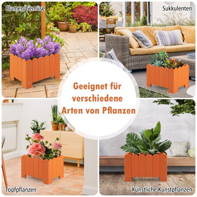 Costway Πορτοκαλί Ανθεκτική Γλάστρα Κήπου HDPE 45x32x30 εκ. GT4116YW-2