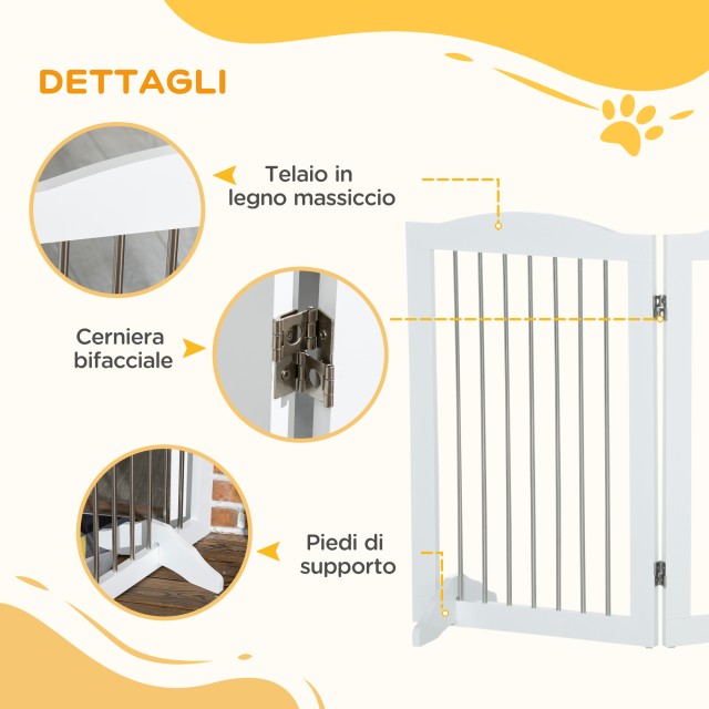 PawHut Πτυσσόμενο Διαχωριστικό Κατοικιδίων 154x30x80 εκ, Λευκό D06-...