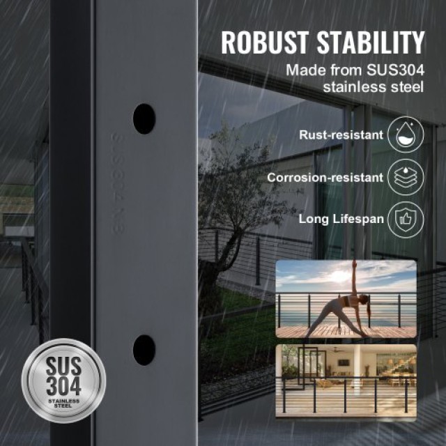 VEVOR Κολόνα Κάγκελου 42x1x2in Οριζόντια Τρύπα Μαύρη 1-Τεμάχιο  LGZ...