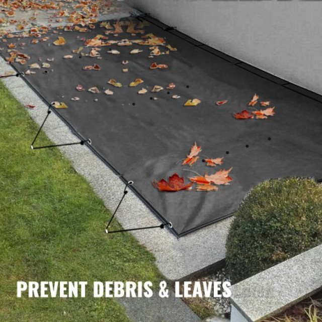VEVOR Κάλυμμα Ασφαλείας Πισίνας 11.5x16 ft Μαύρο για Χειμερινή Προστασία  YYCM3.5X5MWGBK001V0