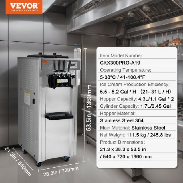 Μηχανή Παγωτού VEVOR 3 Γεύσεων 21-31 L/H  ZLSRBQLJSKWCTQWMZV2