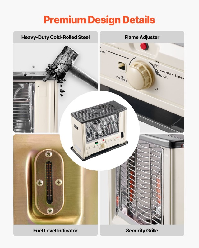 VEVOR Φορητός Θερμαντήρας Kerosene 10,000 BTU, Εσωτερικού & Εξωτερι...