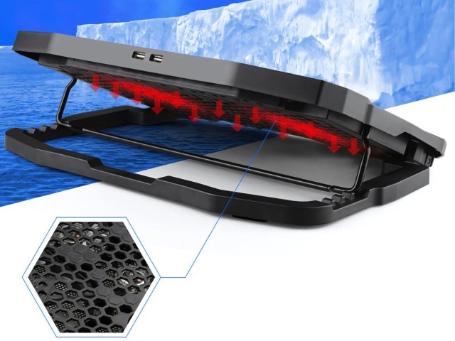 Ρυθμιζόμενη Βάση Ψύξης για Laptop με LED και Θύρες USB 5907451371039 Verk Group