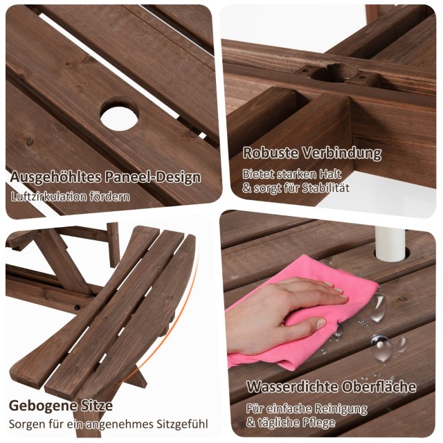 Costway Σετ Ξύλινο Τραπέζι Πικνίκ για 8 Άτομα 178 x 178 x 70 εκ. με...