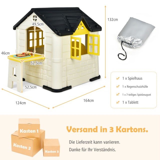 Costway Παιδικό Σπιτάκι Παιχνιδιού164 x 124 x 132 cm με Αξεσουάρ κα...