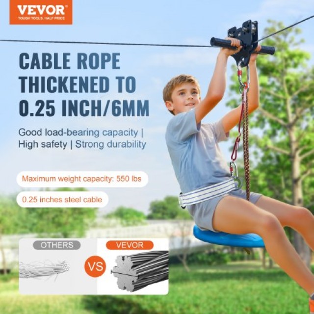 Σετ Zipline VEVOR 80 ft για Παιδιά & Ενήλικες, έως 500 lb, με Ασφάλεια & Άνεση  BXGHSTJ80YCBRY0IBV0