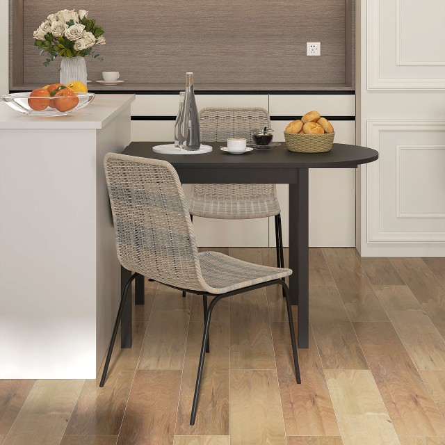 HOMCOM Σετ 2 καρέκλες τραπεζαρίας Boho Chic Style με Χαμηλή Πλάτη και κάλυμμα PE Rattan, κίτρινο 83A-134V00YL