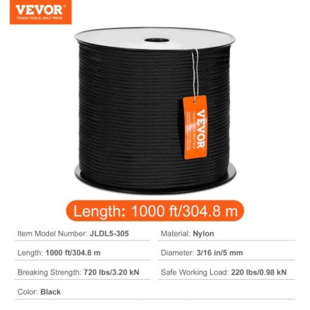 Σχοινί Αναρρίχησης Δέντρων VEVOR 3/16 x 1000 32 Κλώνων  HCCLSNL316INDUEVBV0