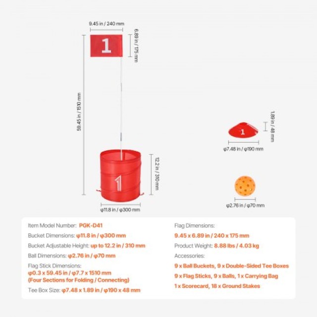 VEVOR Παιχνίδι Γκολφ στην Αυλή: Φορητό Παιχνίδι Γκολφ με 9 Τρύπες γ...