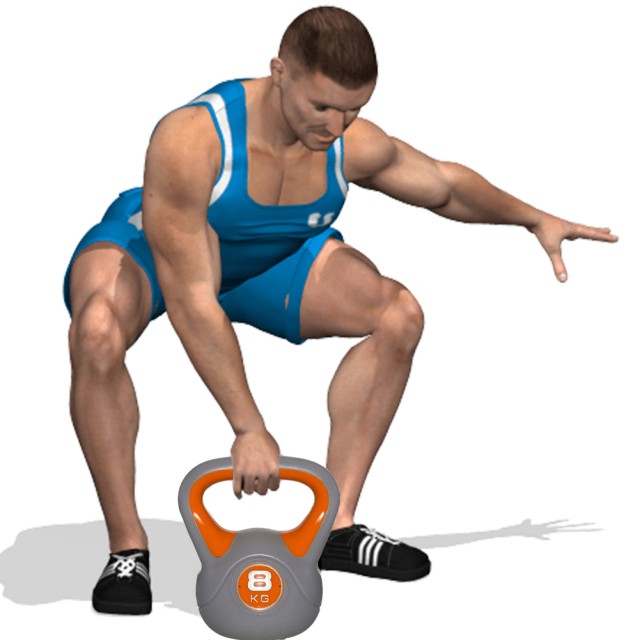 BAKAJI  Άσκηση Φυσικής Κατάστασης με Βαράκι Kettlebell από Χυτοσίδηρο και Τσιμέντο 8 κιλών με Άνετη Λαβή  02840848