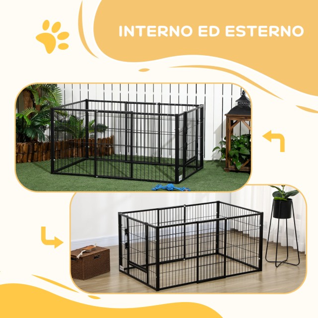 Παρκοκρέβατο PawHut Small Dog με 6 πάνελ για εξωτερικούς και εσωτερ...