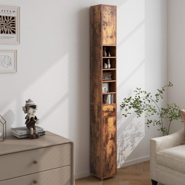 Costway  Ψηλή ντουλάπα μπάνιου με 2 πόρτες 20 x 20 x 180 cm καφέ JV...