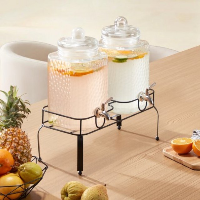 VEVOR Διανομέας Ποτών 5.5L Γυάλινος με Βάση 2 Τεμάχια για Πάρτι YLF...