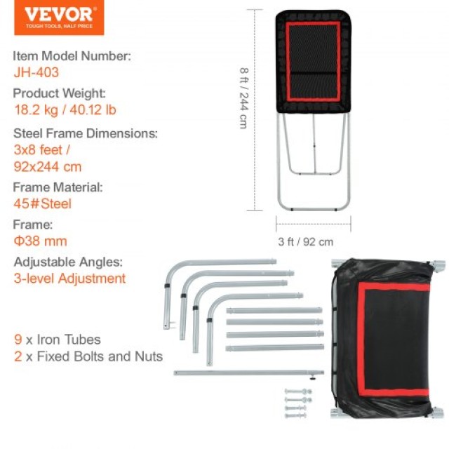 Αναδιπλούμενος Ανακλαστήρας Λακρός VEVOR 3x4 Ft, Δίχτυ Επιστροφής Βόλεϊ, Προπονητικός Τοίχος Ρίψης, Μαύρο  ZQGQFDWTCBWK30NLVV0