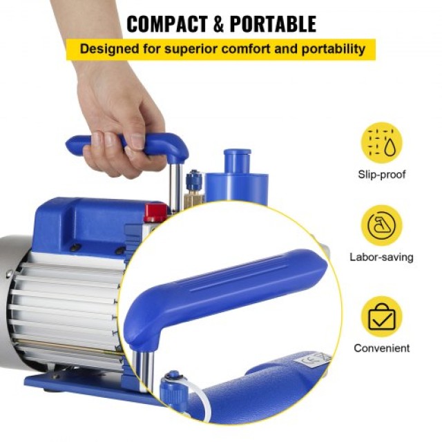 VEVOR Αντλία Κενού 10CFM 1HP Διπλού Σταδίου 220V για HVAC & Επεξεργασία Τροφίμων  QCK10CFM-220V9FSXV2