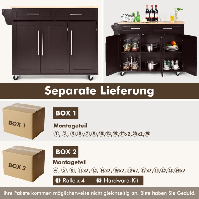 Costway Κινητή Κουζίνα Νησίδα με Αποθηκευτικό Χώρο, Ρυθμιζόμενα Ράφ... Costway Κινητή Κουζίνα Νησίδα με Αποθηκευτικό Χώρο, Ρυθμιζόμενα Ράφ...